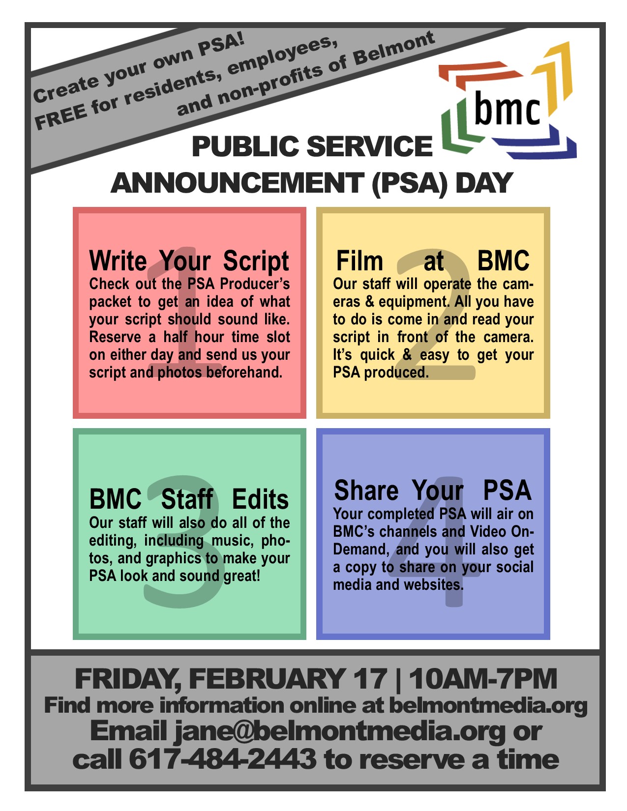 public service announcement Belmont Media Center